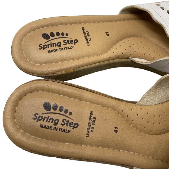 Womens Spring Step Slide Wedge Sandals Shoes Size 41 EU 9.5 - 10 US White Italy - Picture 2 of 10